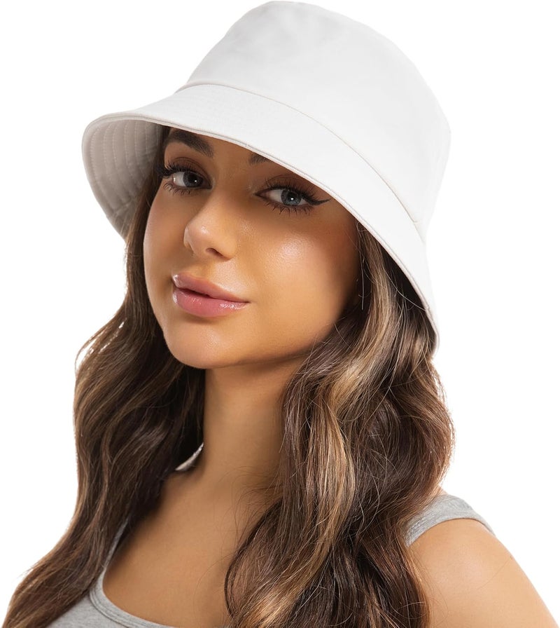Wheebo Solid Color Bucket Hat for Women Summer Beach Fishmen Hat for Lady Adult Unisex Cotton Cap…… - Image 2